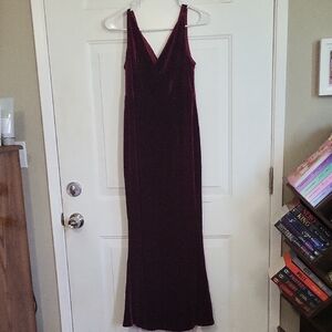Lulu's Deep Wine Velvet Maxi Slip Dress